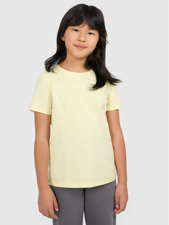 4F 4F T-Shirt BASIC+ Żółty Regular Fit