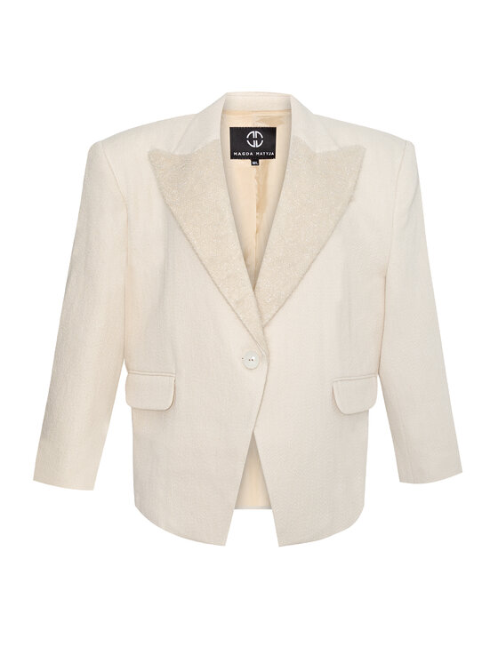 Magda Matyja Magda Matyja Marynarka VALENTINA BLAZER Beżowy V-Neck Fit