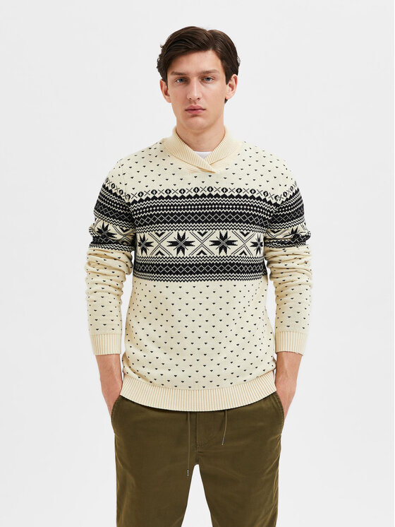 Selected Homme Selected Homme Поло Claus 16086724 Екрю Regular Fit