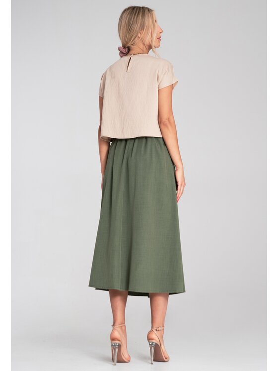 FIGL FIGL Spódnica midi M1201 Zielony Flared Fit