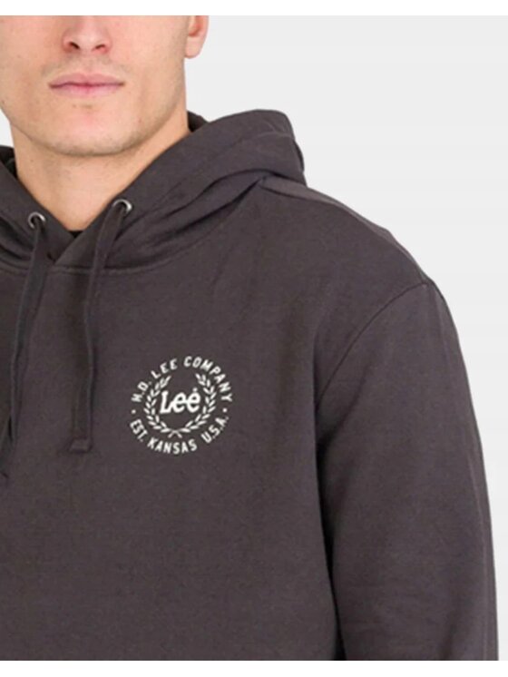 Lee Lee Bluza Logo Hoodie Czarny Hoodie Fit