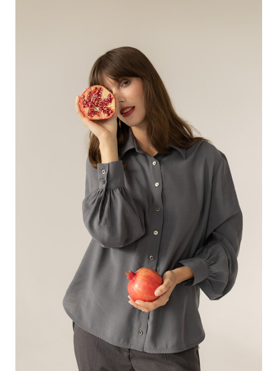 Entelier Entelier Koszula koszula oversize Szary Relaxed Fit