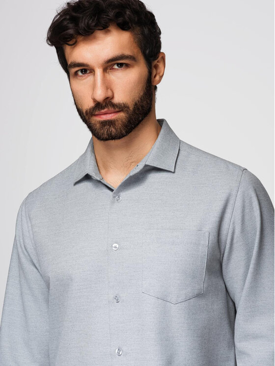 Ombre Ombre Koszula K694 Szary Regular Fit