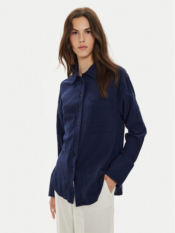 Gina Tricot Gina Tricot Hemd 22624 Dunkelblau Loose Fit