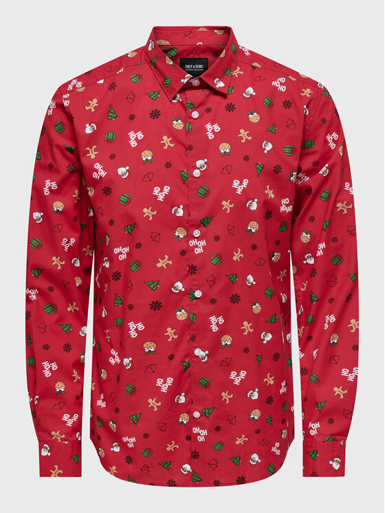 Only & Sons Only & Sons Koszula Xmas 22023582 Czerwony Slim Fit