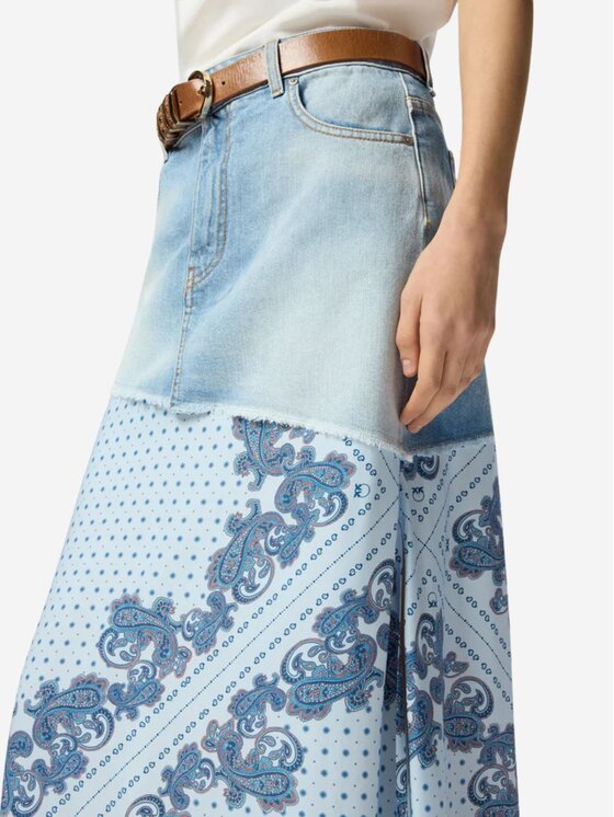 PINKO PINKO Φούστα FUGA GONNA DENIM + TWILL STAMP Γαλάζιο Regular Fit