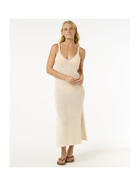 Rip Curl Rip Curl Sukienka letnia Cala Vadella Crochet Dress Biały Relaxed Fit