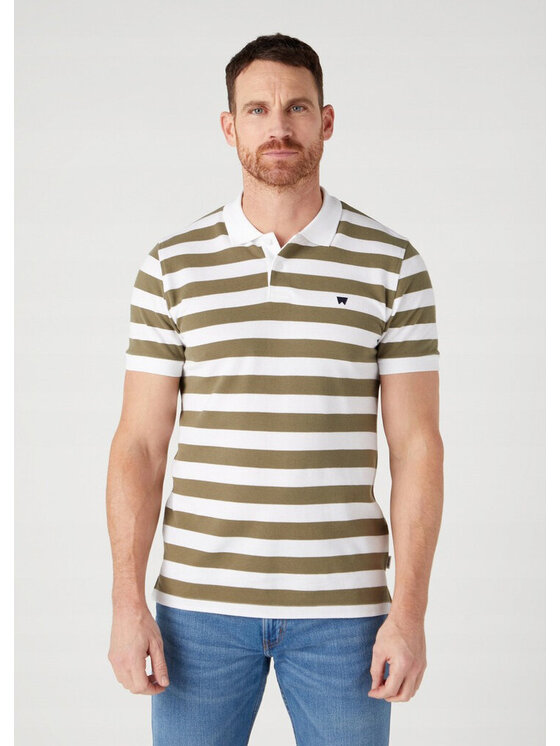 Wrangler Wrangler T-Shirt STRIPE POLO Zielony Regular Fit