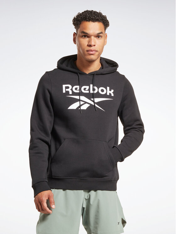 Reebok Džemperis ar kapuci Identity Stacked Logo H54802 Melns Regular Fit