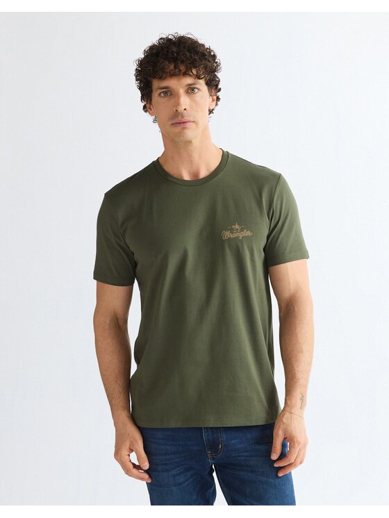 Wrangler Wrangler T-Shirt SMALL GRAPHIC TEE Zielony Regular Fit
