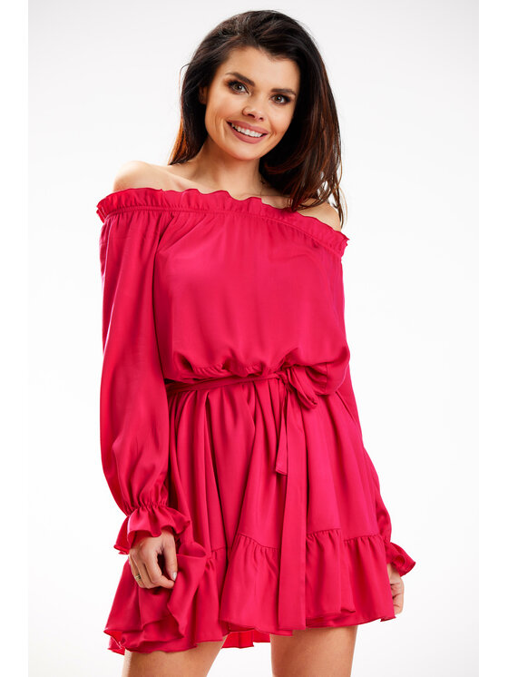 Awama Awama Sukienka letnia A578 Fioletowy Basic Fit