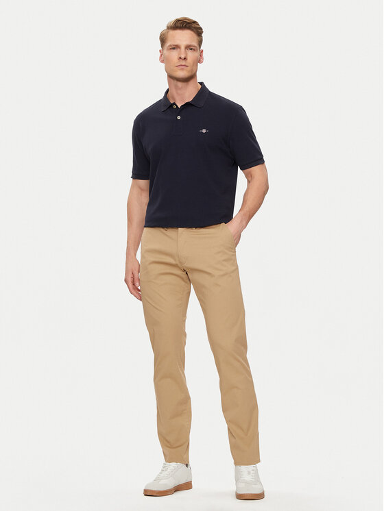 Gant Gant Тениска с яка и копчета Shield 2210 Тъмносин Regular Fit