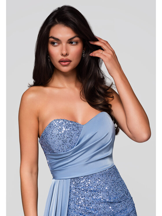 Ombre Ombre Sukienka wieczorowa LA-OM-DLR191 Niebieski Slim Fit
