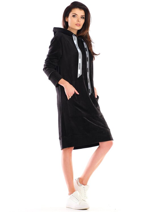 Awama Awama Sukienka dzianinowa A414 Czarny Basic Fit