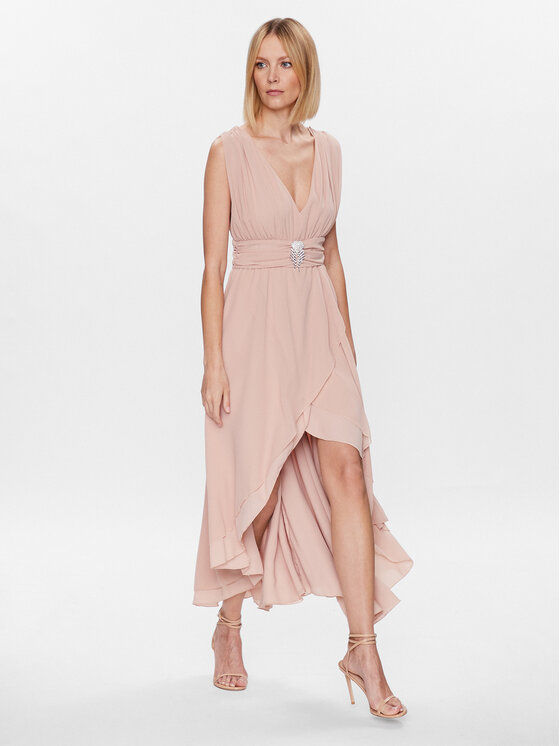 ViCOLO ViCOLO Kokteilinė suknelė TE0064 Smėlio Regular Fit