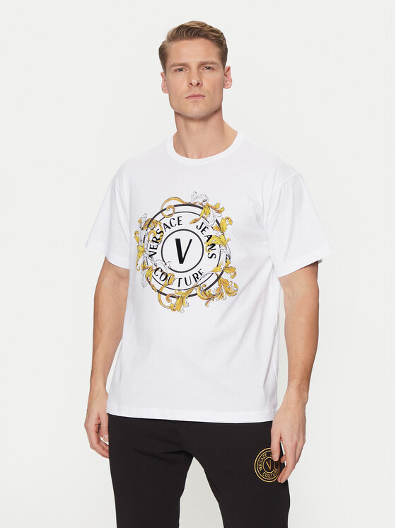 Versace Jeans Couture T-krekls 78GAHC01 Balts Regular Fit