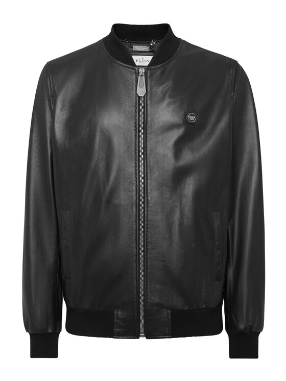 PHILIPP PLEIN PHILIPP PLEIN Kurtka skórzana 24543 Czarny Regular Fit