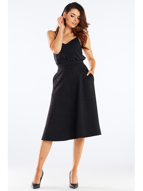 Awama Awama Sukňa A462 Čierna Basic Fit