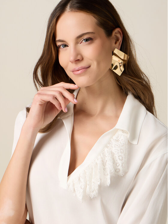 Oltre Oltre Blusa 2515J000761N021 Bianco Regular Fit