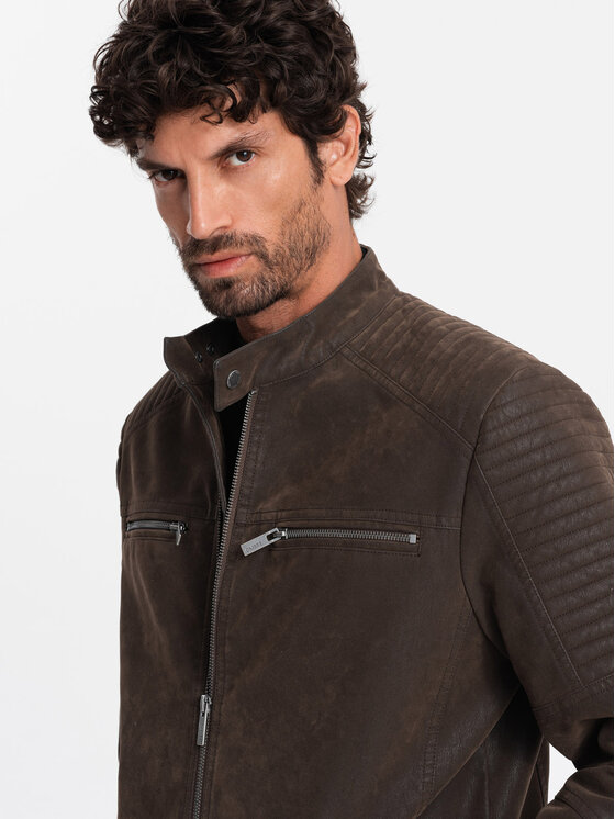 Ombre Ombre Kurtka bomber OM-JAFL-0197 Brązowy Regular Fit