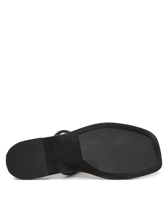 Calvin Klein Calvin Klein Klapki Flat Sandal Squared 2-Bar Lth HW0HW02532 Czarny