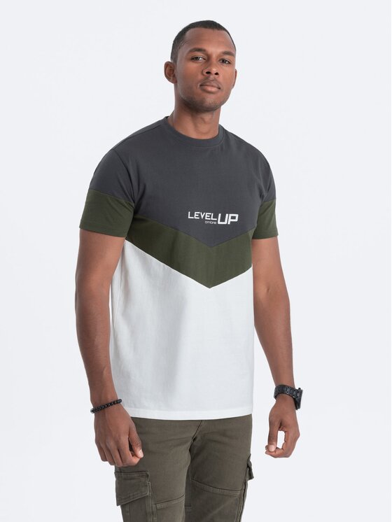 Ombre Ombre T-Shirt S1747 Šedá Regular Fit
