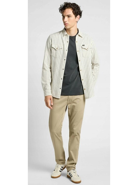 Lee Lee Spodnie materiałowe Daren Zip Fly Beżowy Regular Fit