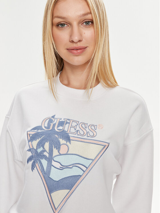 Guess Guess Bluza W4GQ11 KBK32 Biały Relaxed Fit