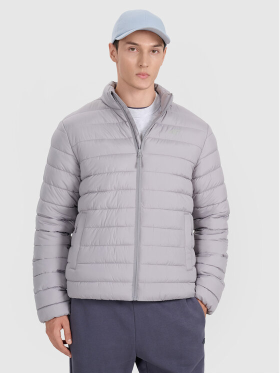 4F 4F Kurtka puchowa MIDSHOP TEXTILE Szary Regular Fit