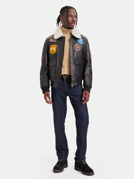 Milestone Milestone Шкіряна куртка 631070 60400 Чорний Regular Fit