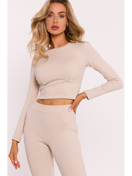 Made of Emotion Made of Emotion Bluzka M817 Beżowy Active Fit