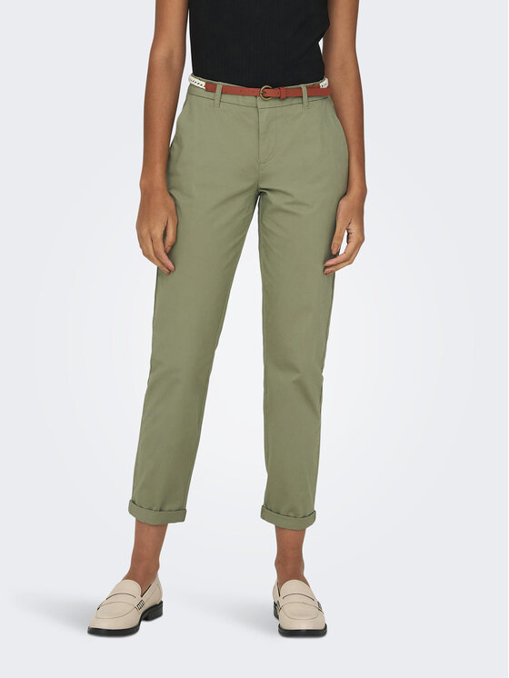 ONLY ONLY Spodnie materiałowe 15218519 Zielony Regular Fit