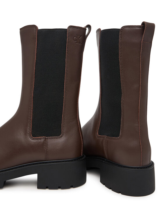 Calvin Klein Calvin Klein Klassische Stiefeletten Chunky Mid Chelsea Boot Lth YW0YW01909 Dunkelbraun