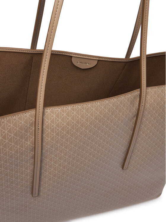 Calvin Klein Calvin Klein Táska Emblem Aop Large Tote W/ Pouch LV04F3364G Bézs