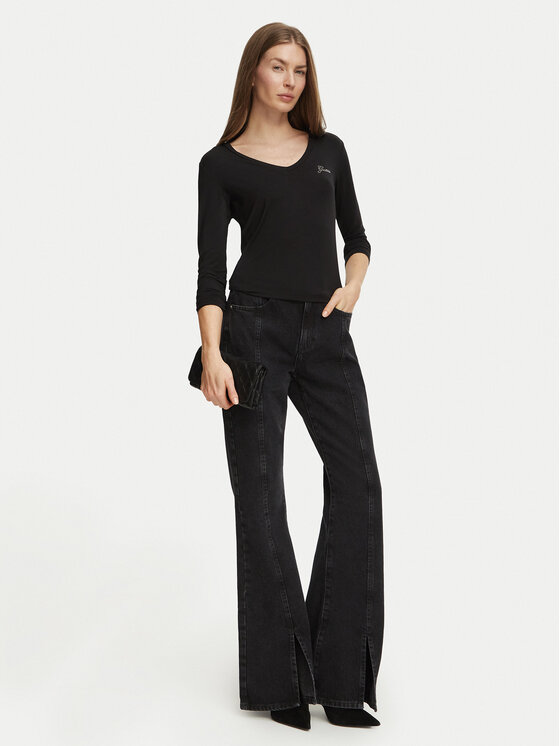 Guess Guess Блуза W6BR04 Z1247 Черен Regular Fit