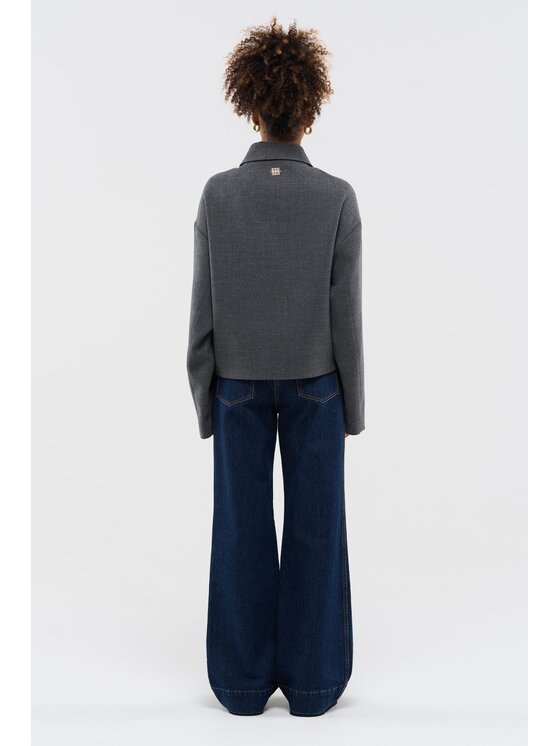 BENU BENU Kurtka bomber Wełniana AW25 Szary Oversize