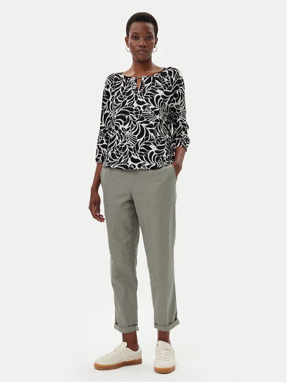 Olsen Olsen Kalhoty z materiálu 14002404 Zelená Straight Fit
