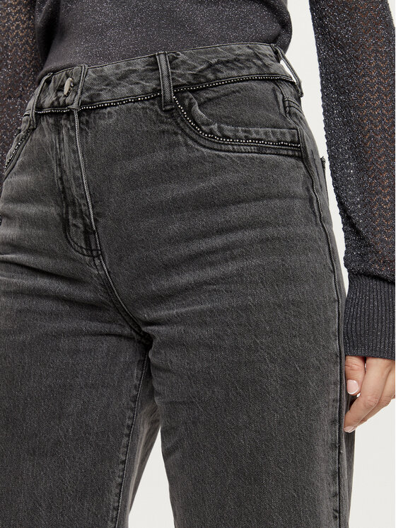 Morgan Morgan Jeansy 242-PSTRASS Szary Mom Fit