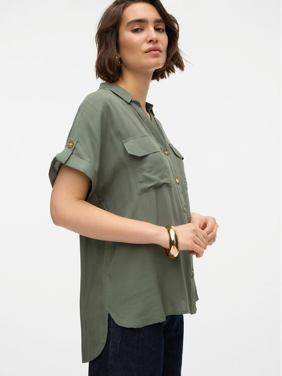 Vero Moda Vero Moda Koszula Bumpy 10310139 Zielony Regular Fit