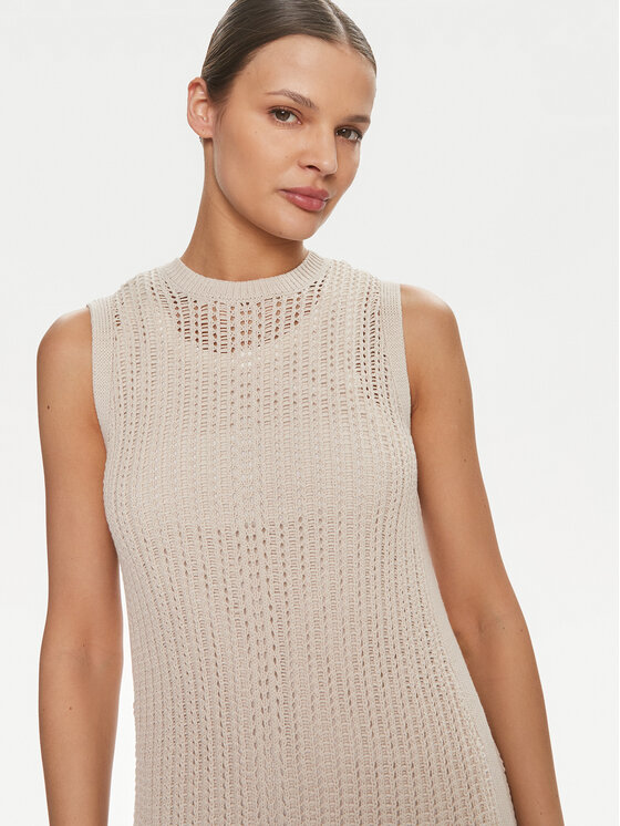 Marella Marella Sukienka dzianinowa Lisetta 2413621015 Beżowy Regular Fit