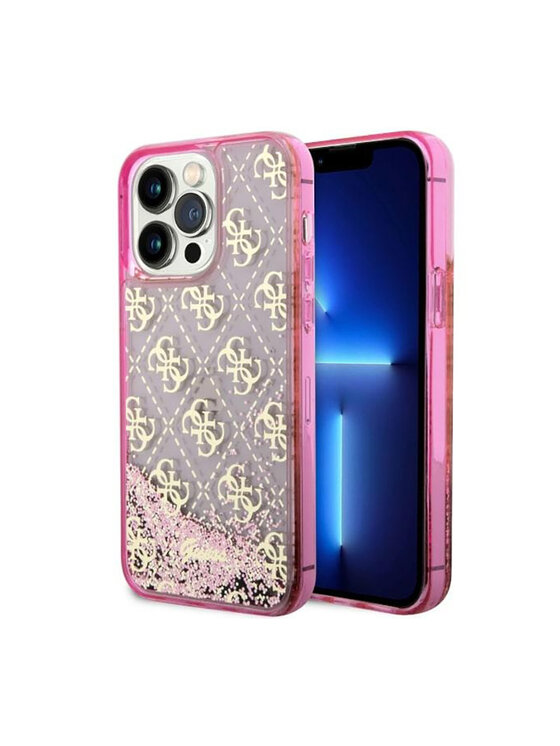 Guess Guess Etui na telefon Liquid Glitter Transculent 4G Różowy