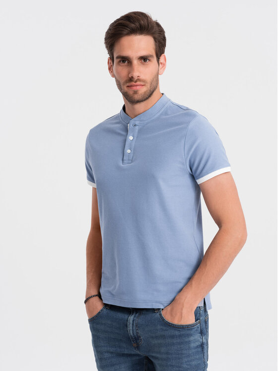 Ombre Ombre T-Shirt OM-TSCT-0156 Modrá Regular Fit