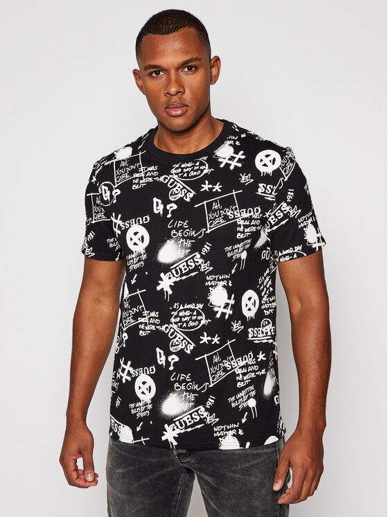 Guess Guess T-Shirt Graffiti Tee M0BI92 I3Z11 Czarny Regular Fit