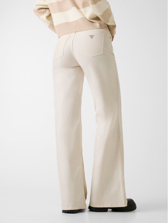 Guess Jeans Guess Jeans Hlače iz tkanine W6RA0R WJ051 Kremna Regular Fit