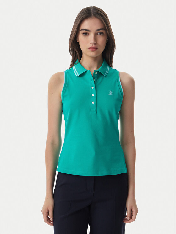 Tommy Hilfiger Pólóing 1985 WW0WW49561 Zöld Slim Fit