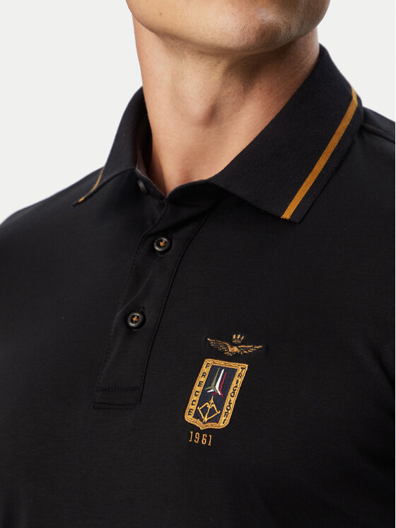 Aeronautica Militare Aeronautica Militare Polokošeľa 262PO1940UJ00663 Čierna Regular Fit