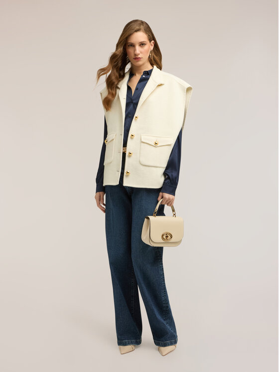 Motivi Motivi Peleryna R009W000177N002 Kremowy Regular Fit