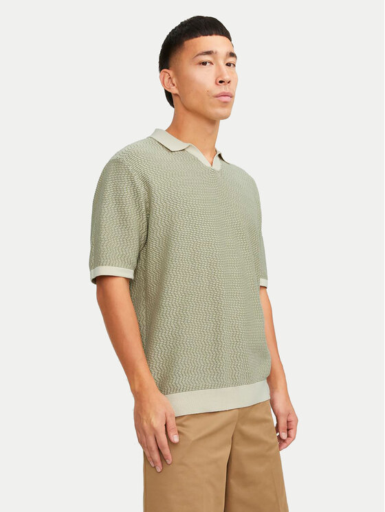 Jack&Jones Jack&Jones Тениска с яка и копчета Jormykonos 12255950 Зелен Regular Fit