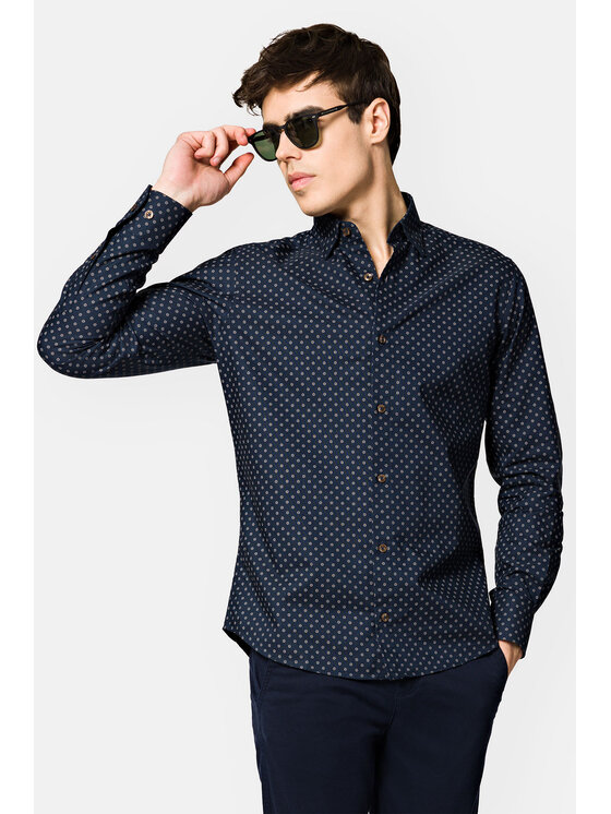 Lancerto Lancerto Koszula Caren KO073123000004 Granatowy Slim Fit
