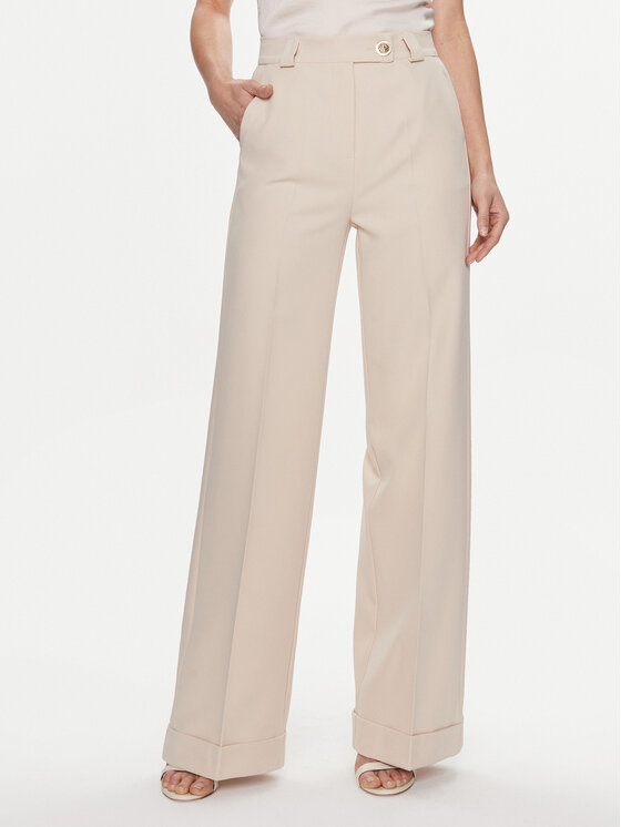Maryley Maryley Kalhoty z materiálu 24EB537/43GE Béžová Relaxed Fit